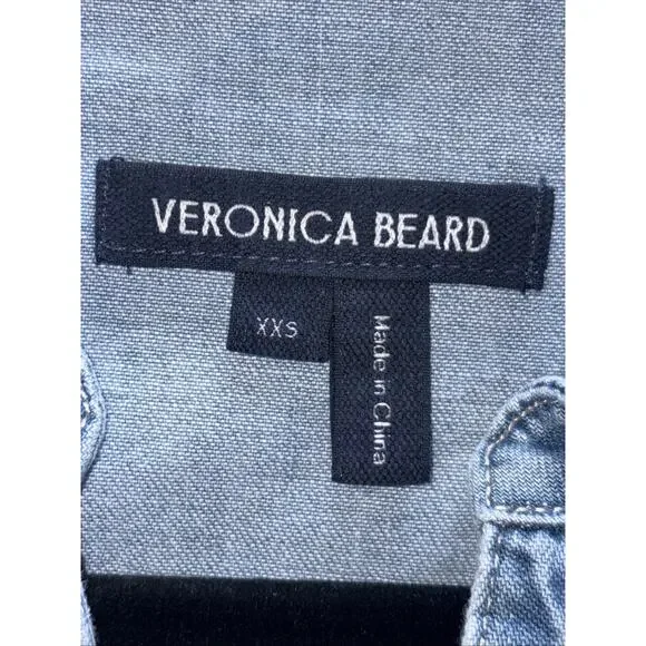 Veronica Beard blue denim Kanika flounce hem belted dress Size XXS $398 - Picture 9 of 16